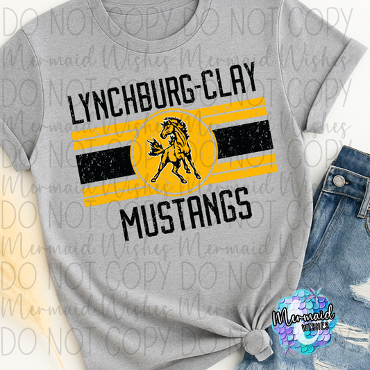 Lynchburg-Clay Mustangs Striped Circle