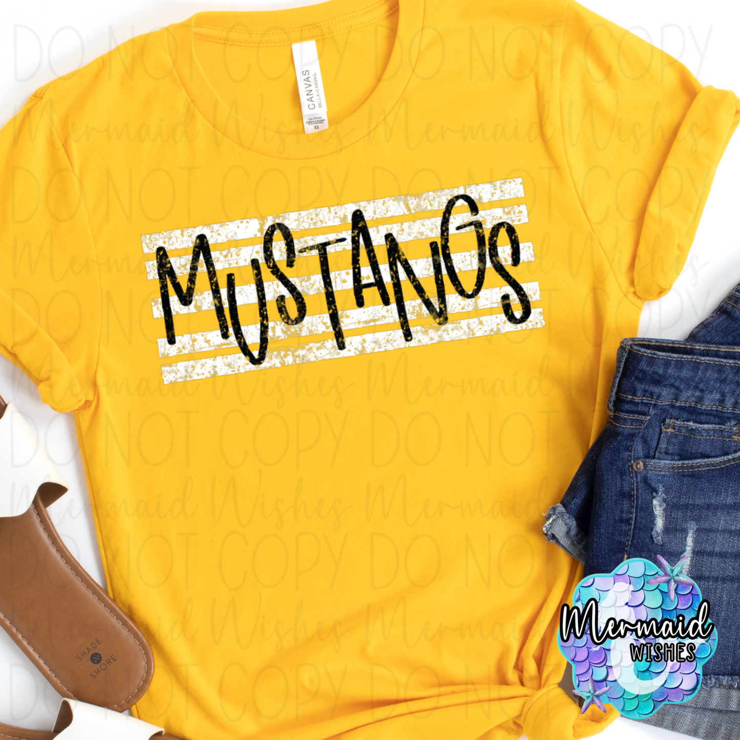 Distressed Retro Striped Mustangs