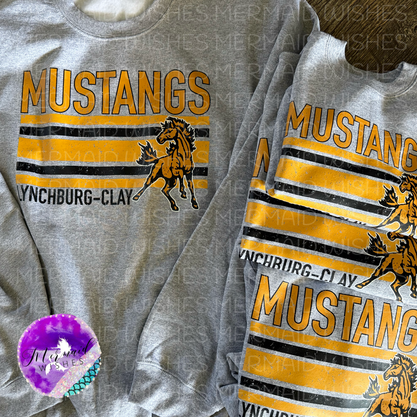 Lynchburg-Clay Mustangs Distressed Stripes (DTF-RTS)