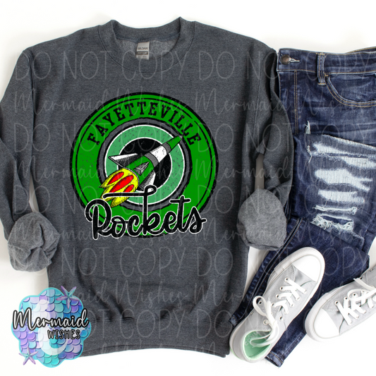 Fayetteville Rockets Distressed Circle Logo