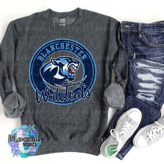 Blanchester Wildcats Distressed Circle Logo