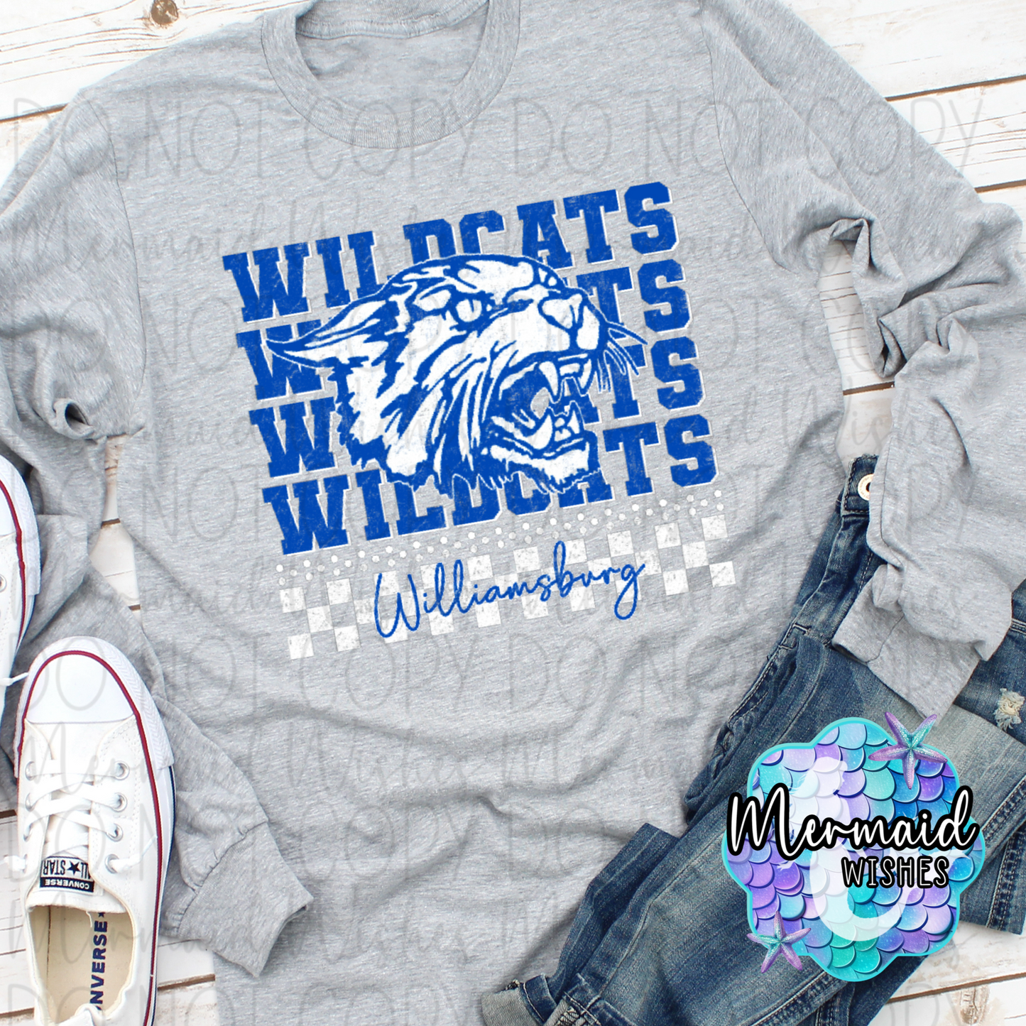 Williamsburg Wildcats Stacked Logo Checkered