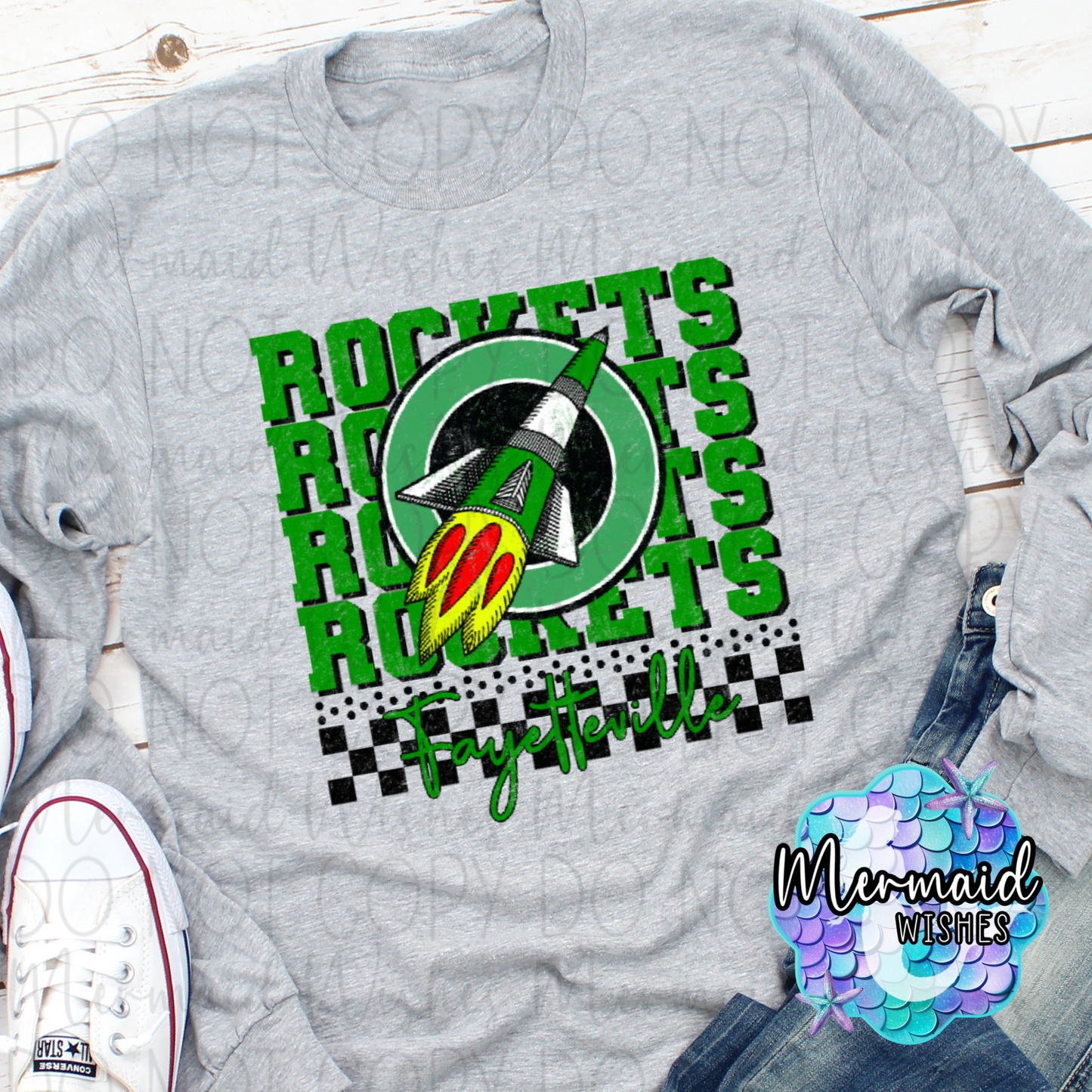 Fayetteville Rockets Stacked Logo Checkered