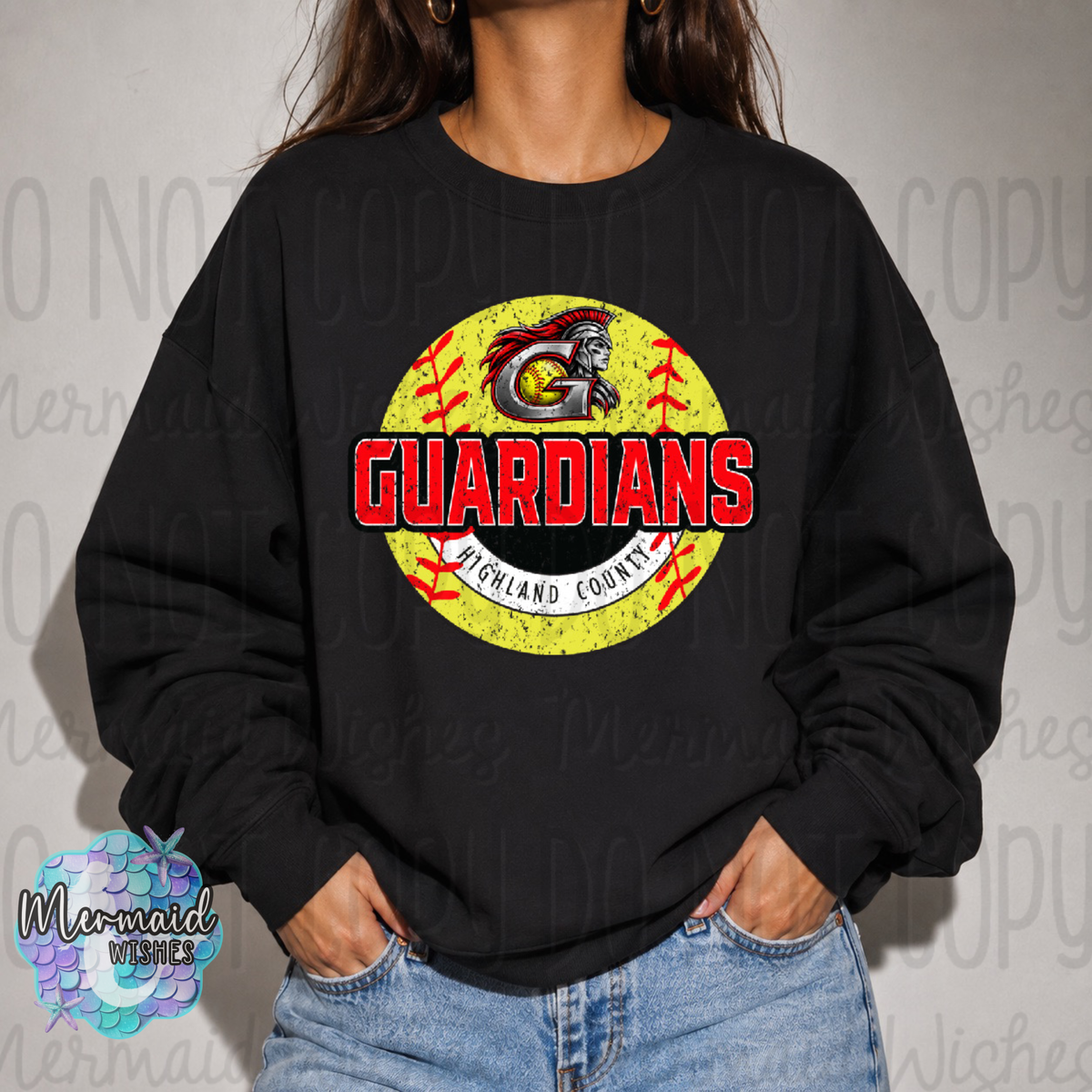 Highland County Guardians Softball Distressed (TShirt, Tank, Crewneck & Hoodie)