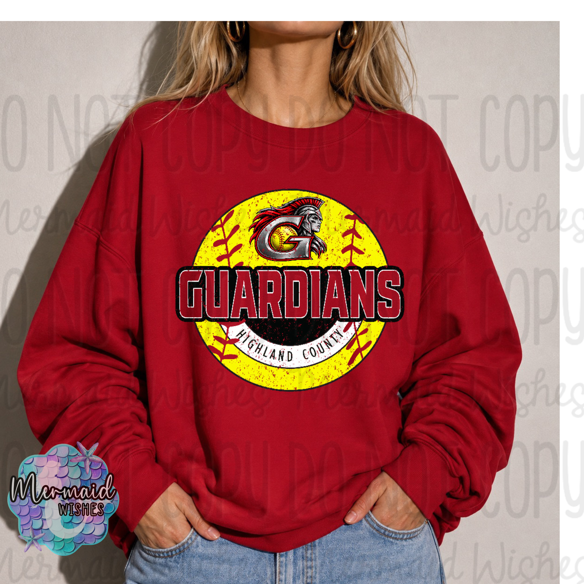 Highland County Guardians Softball Distressed (TShirt, Tank, Crewneck & Hoodie)