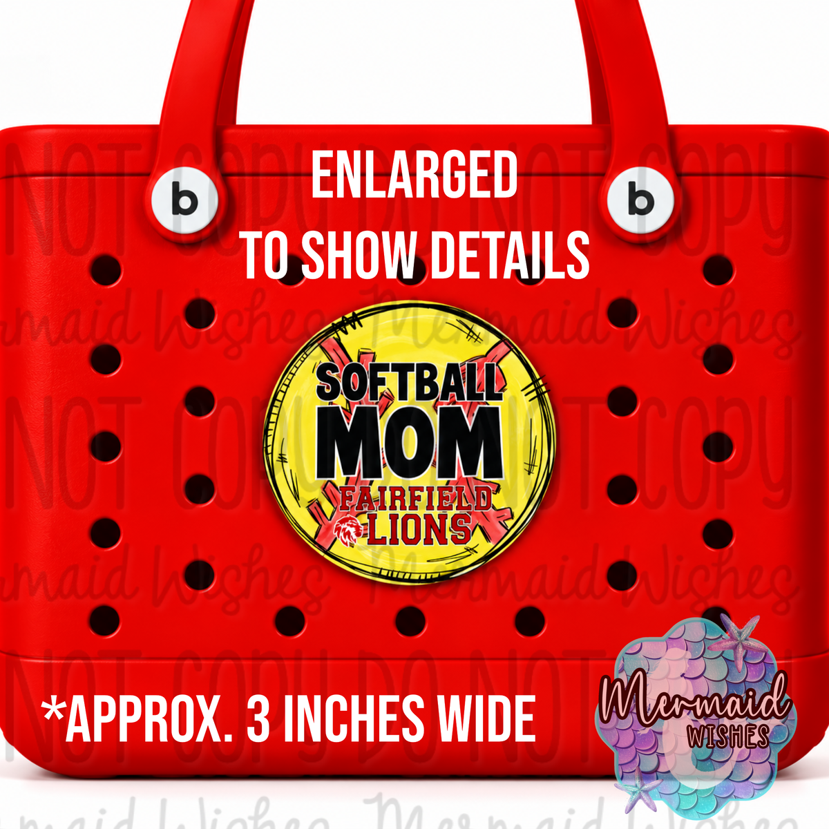 Softball Personalized Bogg Bag Charm (Fairfield Lions Fundraiser)