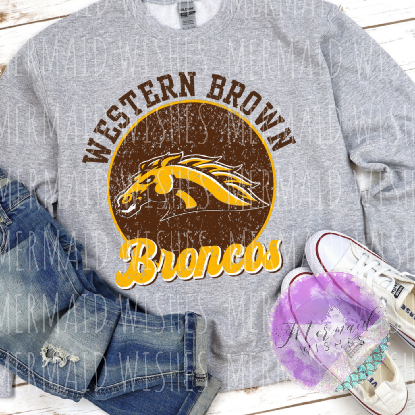 Western Brown Broncos Vintage Circle (DTF)