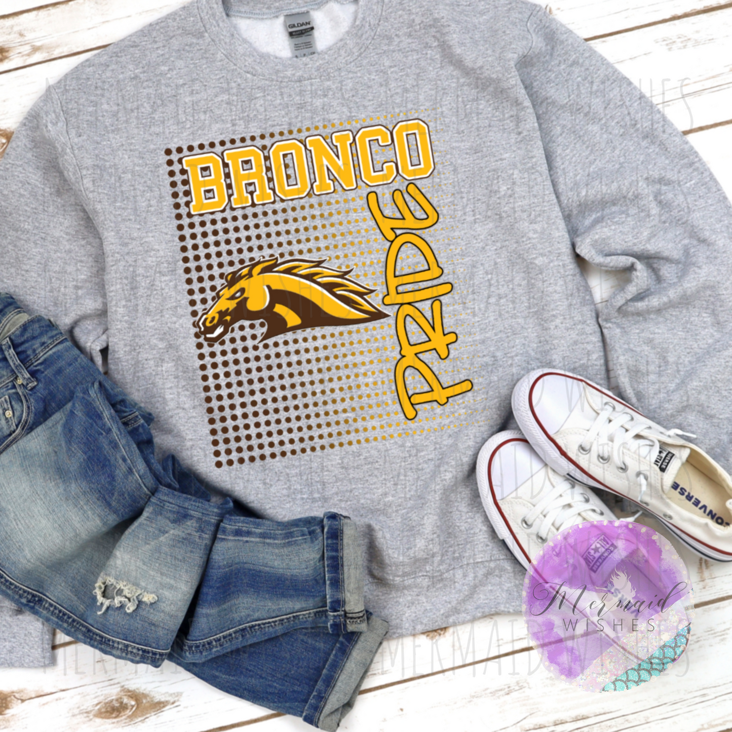 Western Brown Broncos Halftone (DTF)