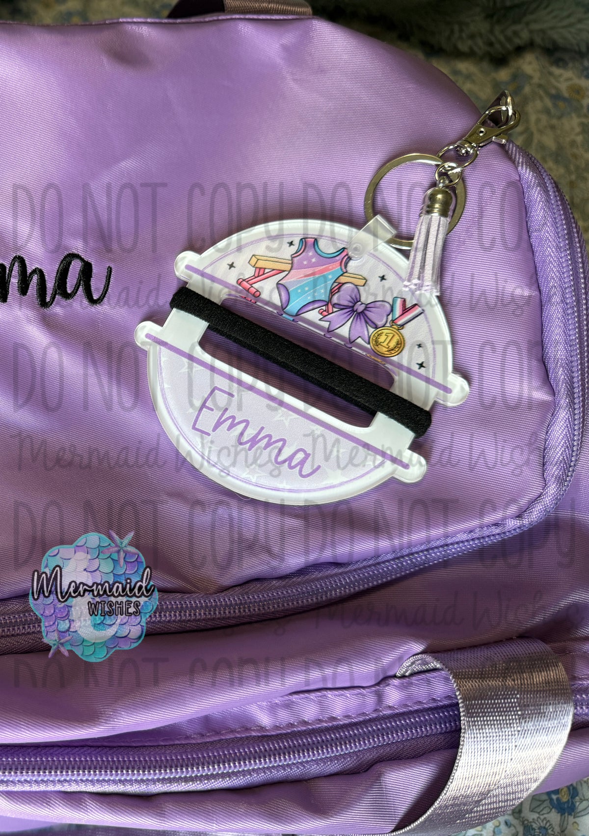 Gymnastics Hair Tie Bag Tag Personalized